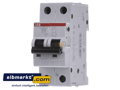 Front view ABB Stotz S&J S201-B16NA Miniature circuit breaker 1-p B16A
