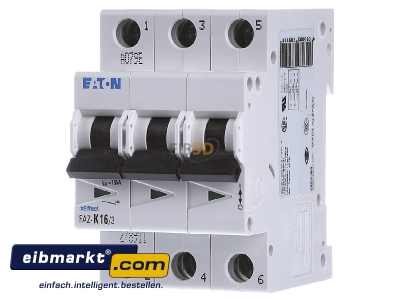 Frontansicht Eaton (Moeller) FAZ-K16/3 Leitungsschutzschalter K 16A, 3p 