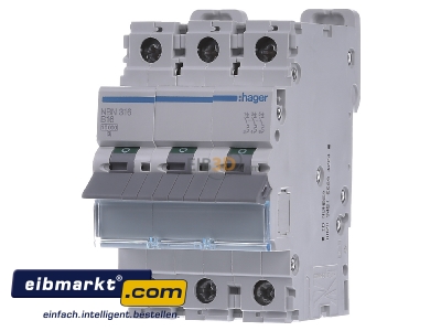 Front view Hager NBN316 Miniature circuit breaker 3-p B16A
