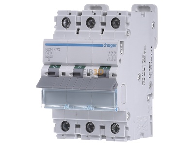 Front view Hager NCN320 Miniature circuit breaker 3-p C20A 
