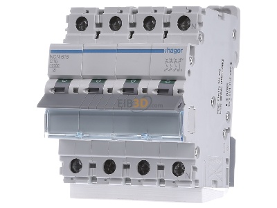 Front view Hager NCN616 Miniature circuit breaker 4-p C16A 
