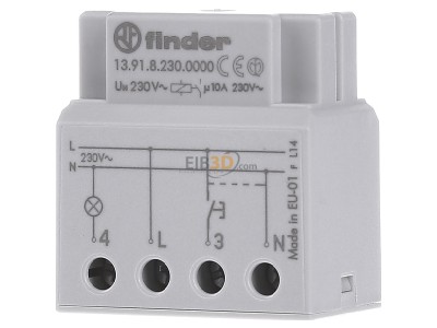 Frontansicht Finder 13.91.8.230.0000 Stromstoschalter 1S 10A 230VAC 