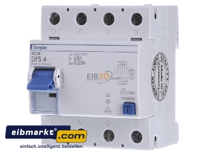 Front view Doepke DFS4 063-4/0,03-A Residual current breaker 4-p 63/0,03A
