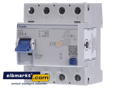 Front view Doepke DFS4 025-4/0,01-A Residual current breaker 4-p 25/0,01A

