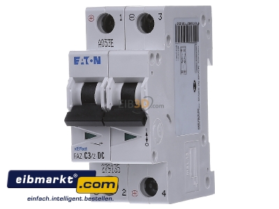 Front view Eaton (Moeller) FAZ-C3/2-DC Miniature circuit breaker 2-p C3A
