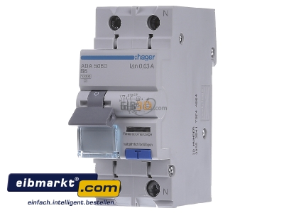 Front view Hager ADA506D Earth leakage circuit breaker B6/0,03A
