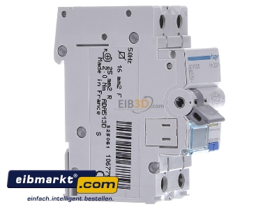 View on the left Hager ADA513D Earth leakage circuit breaker B13/0,03A
