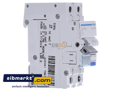 View on the left Hager ADA516D Earth leakage circuit breaker B16/0,03A 
