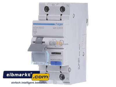 Front view Hager ADA560D Earth leakage circuit breaker C10/0,03A
