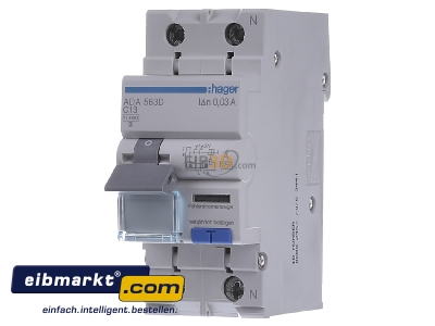 Front view Hager ADA563D Earth leakage circuit breaker C13/0,03A
