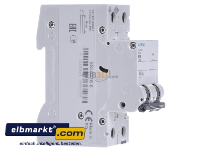 Ansicht links Siemens Indus.Sector 5SL6216-6 LS-Schalter B16A, 2pol 