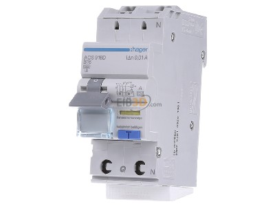 Front view Hager ACS916D Earth leakage circuit breaker B16/0,01A 
