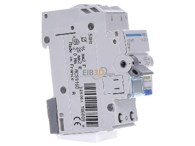 View on the left Hager ACS916D Earth leakage circuit breaker B16/0,01A 
