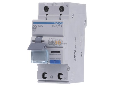 Front view Hager ADS932D Earth leakage circuit breaker B32/0,03A 

