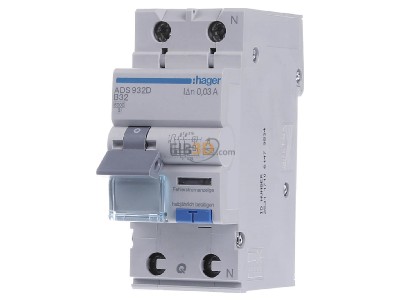 Frontansicht Hager ADS932D FI/LS-Schalter 1P+N 6kA B-32A 30mA 