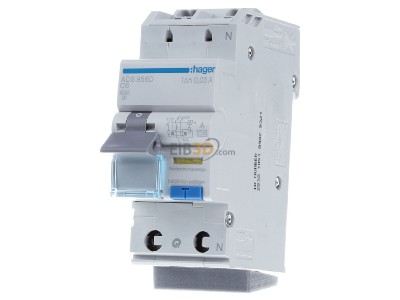 Frontansicht Hager ADS956D FI/LS-Schalter 1P+N 6kA C-6A 30mA 