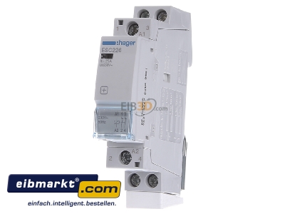 Front view Hager ESC226 Installation contactor 230VAC 0 NO/ 2 NC
