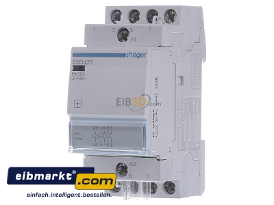 Front view Hager ESD425 Installation contactor 4 NO/ 0 NC
