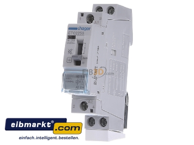 Front view Hager ETC225S Installation contactor 2 NO/ 0 NC 

