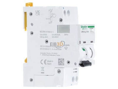 View on the left Schneider Electric A9D56616 Earth leakage circuit breaker B16/0,03A 
