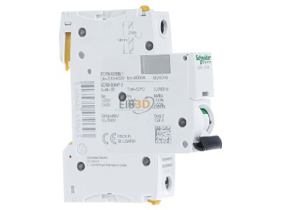 Ansicht links Schneider Electric A9F03102 LS-Schalter 1P 2A B IC60N 