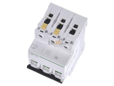 View up front Schneider Electric A9F04306 Miniature circuit breaker 3-p C6A 

