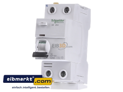 Front view Schneider Electric A9Z20225 Residual current breaker 2-p 25/0,01A 

