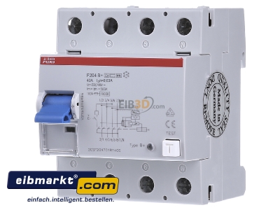 Frontansicht ABB Stotz S&J F 204B+40/0,03 FI-Schutzschalter 4P,TypB+,40A,30mA 