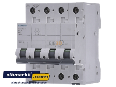 Frontansicht Siemens Indus.Sector 5SL6463-6 Leitungsschutzschalter 400V 6kA 4p. B 63A 