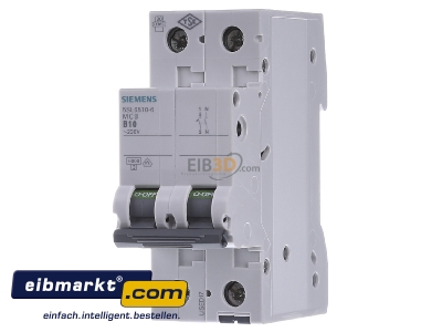 Frontansicht Siemens Indus.Sector 5SL6510-6 Leitungsschutzschalter 230V 6kA 1+N B 10A 