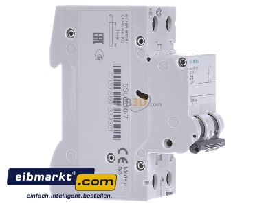 Ansicht links Siemens Indus.Sector 5SL6510-7 Leitungsschutzschalter 230V 6kA 1+N C 10A 