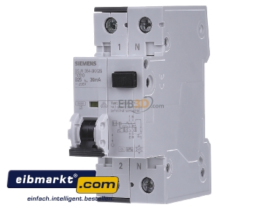 Front view Siemens Indus.Sector 5SU1354-3KK25 Earth leakage circuit breaker B25/0,03A
