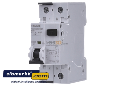 Frontansicht Siemens Indus.Sector 5SU1354-3KK32 FI/LS-Schutzeinrichtung B 32A 1+N 30mA 10kA 