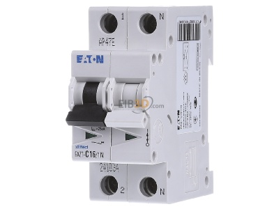 Front view Eaton FAZT-C16/1N Miniature circuit breaker 2-p C16A 
