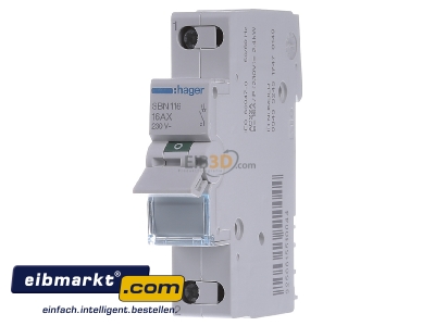 Front view Hager SBN116 Switch for distribution board 16A
