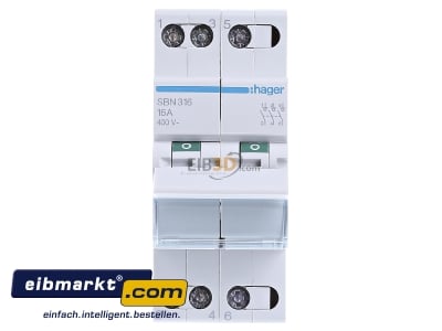 Front view Hager SBN316 Switch for distribution board 16A 
