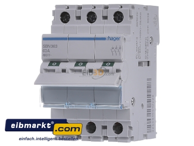 Front view Hager SBN363 Switch for distribution board 63A
