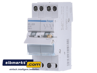 Front view Hager SFL225 Group switch for distribution board 25A 
