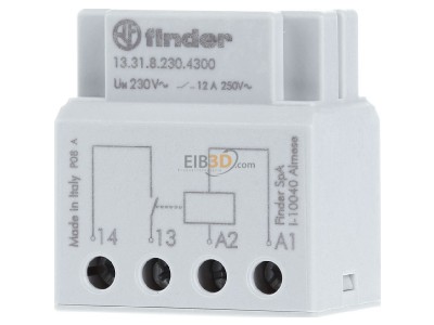 Front view Finder 13.31.8.230.4300 Installation relay 230VAC 
