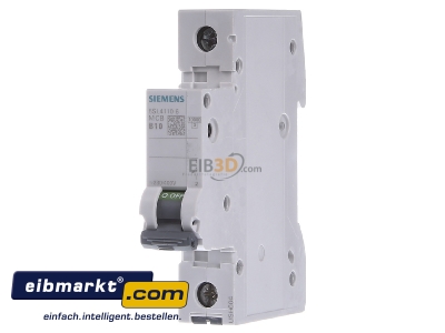 Frontansicht Siemens Indus.Sector 5SL41106 Leitungsschutzschalter 230V,10KA,1p.,B,10A 5SL4110-6