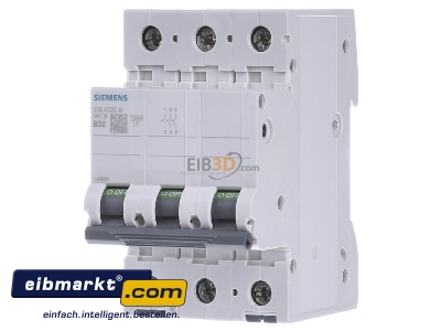 Frontansicht Siemens Indus.Sector 5SL43326 Leitungsschutzschalter 400V,10KA,3p.,B,32A 5SL4332-6