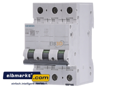 Frontansicht Siemens Indus.Sector 5SL43327 Leitungsschutzschalter 400V,10KA,3p.,C,32A 5SL4332-7