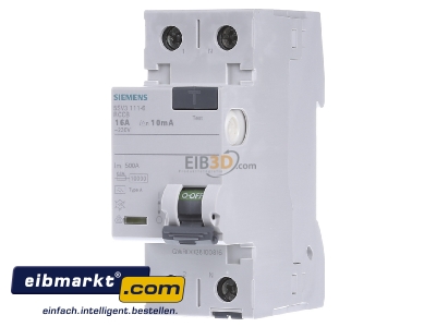 Front view Siemens Indus.Sector 5SV3111-6 Residual current breaker 2-p 16/0,01A - 
