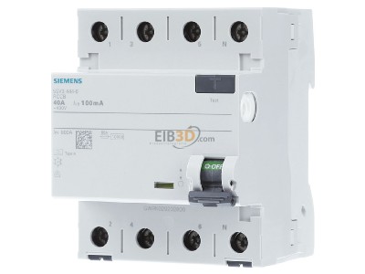 Front view Siemens 5SV3444-6 Residual current breaker 4-p 40/0,1A 
