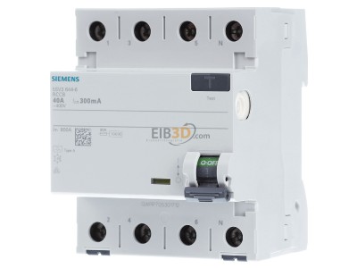 Front view Siemens 5SV3644-6 Residual current breaker 4-p 40/0,3A 
