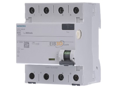 Front view Siemens 5SV3646-6 Residual current breaker 4-p 63/0,3A 
