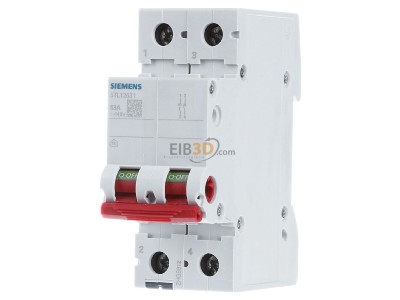 Frontansicht Siemens 5TL1263-1 Ausschalter 63A,2pol.,rot 