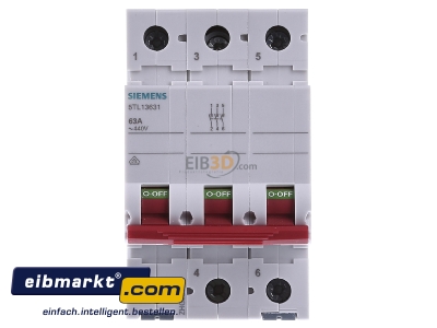 Front view Siemens Indus.Sector 5TL1363-1 Switch for distribution board 63A 
