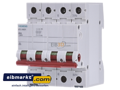 Front view Siemens Indus.Sector 5TL1663-1 Switch for distribution board 63A 

