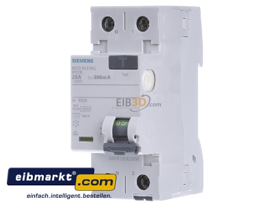 Front view Siemens Indus.Sector 5SV3612-6KL Residual current breaker 2-p 25/0,3A 
